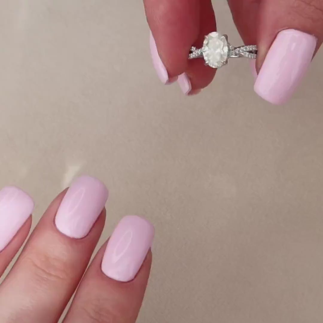 1.50 CT Oval Criss Cross Moissanite Engagement Ring